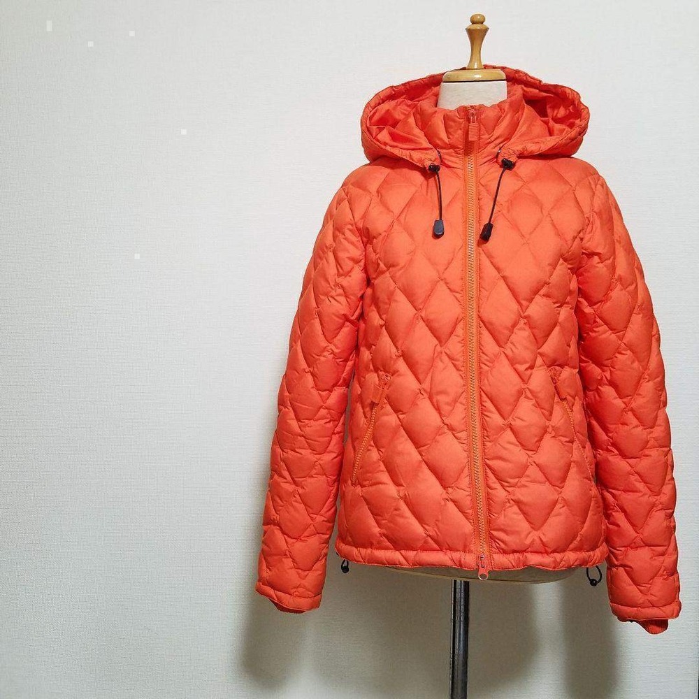 Aspesi Orange Diamond Quilted Down Puffer Jacket Hooded Womens Size S